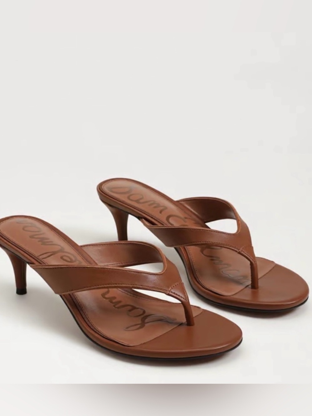 Sam Edelman cognac Leather Thong Kitten Heel Mules